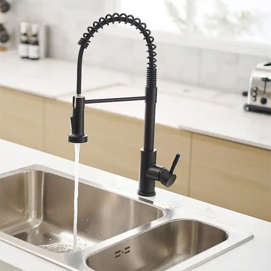 mitigeur cuisine douchette noir flexible pullinox