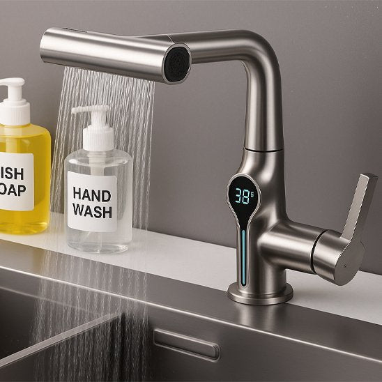 robinet cuisine argent goutte design