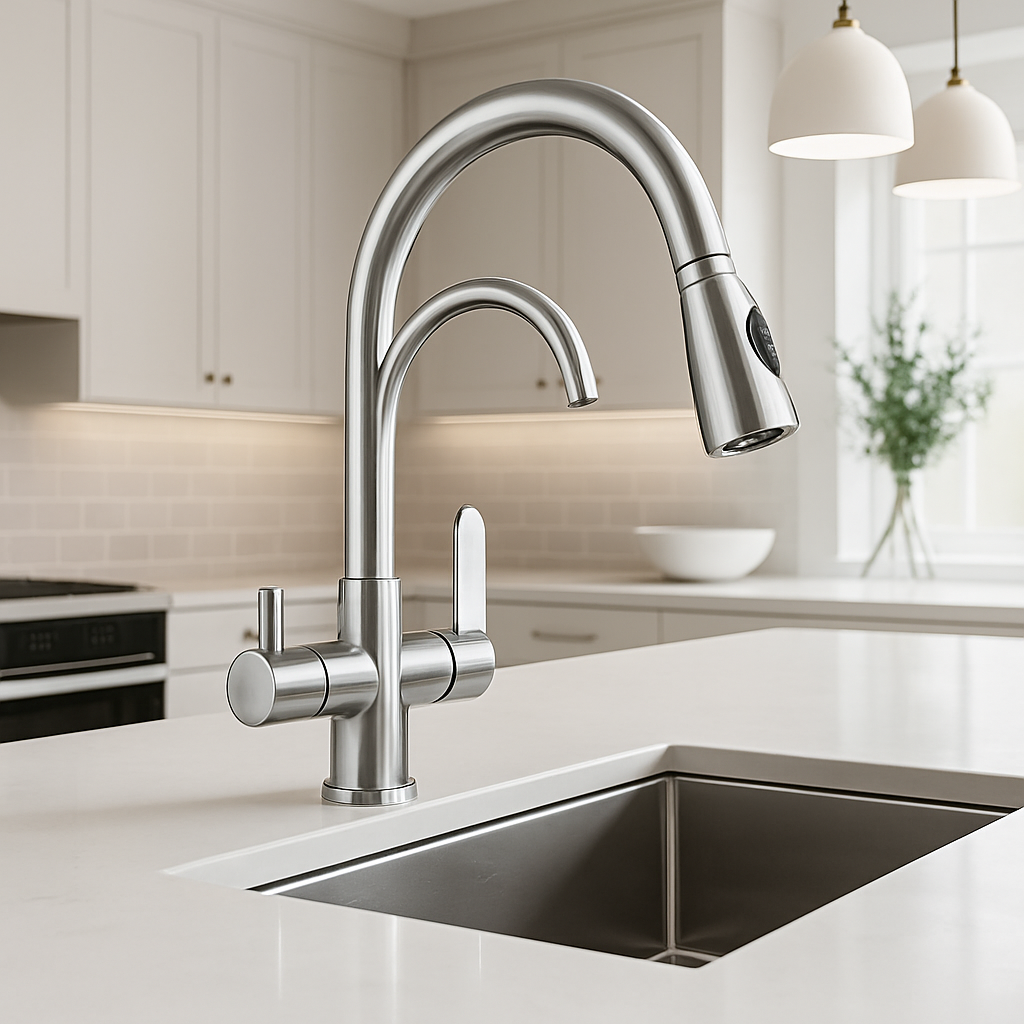robinet cuisine douchette argent extractible
