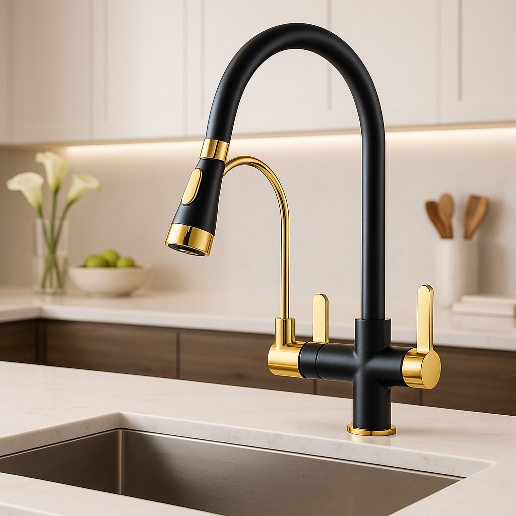 robinet cuisine douchette noir or flexoRoi