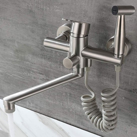 robinet de cuisine douchette flexible argent ÉlégaFlow