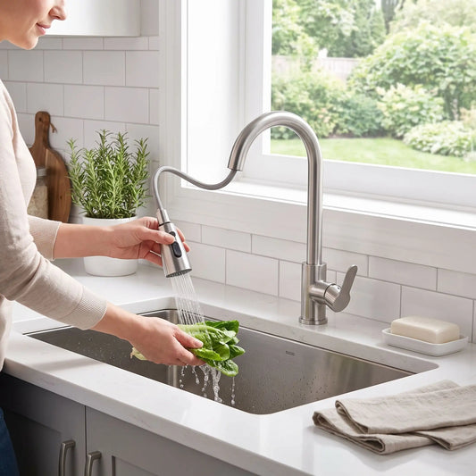 Douchette mitigeur cuisine acier AquaTwist