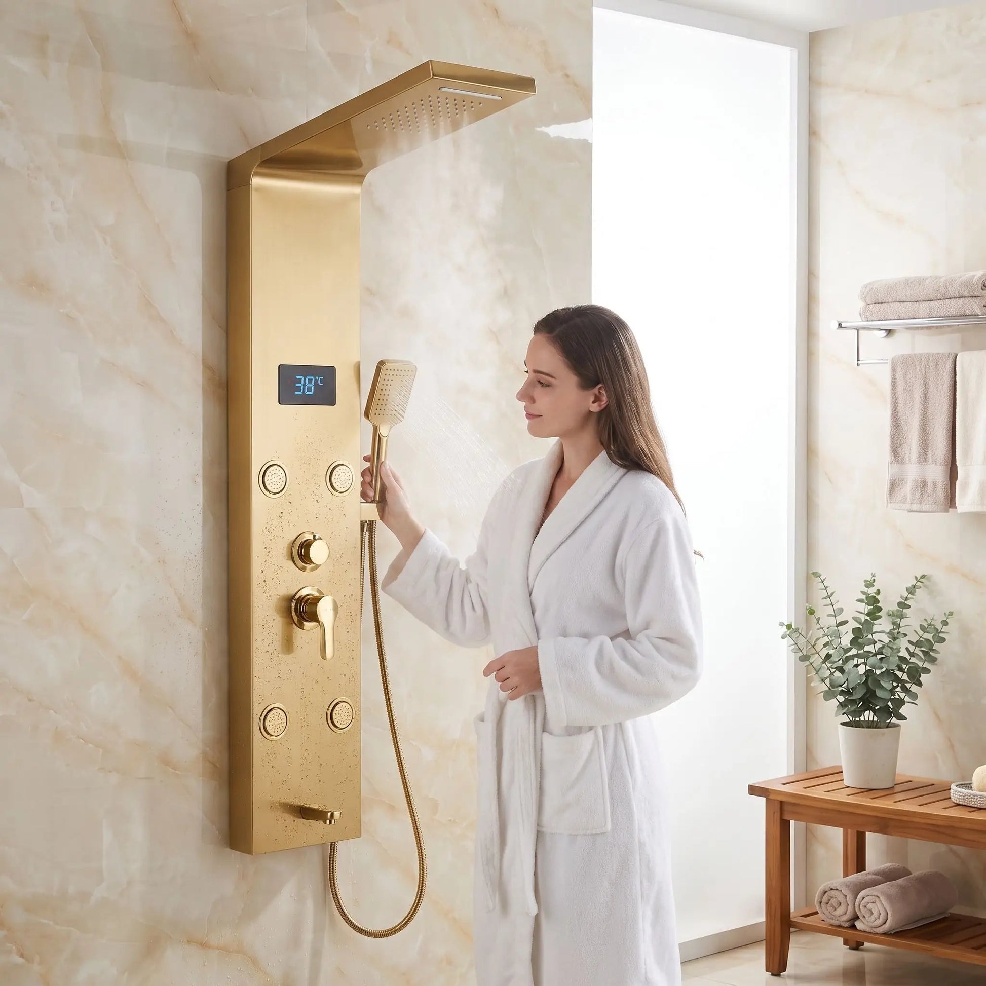Mitigeur bain douche quetriple poignee Nickel Brosse