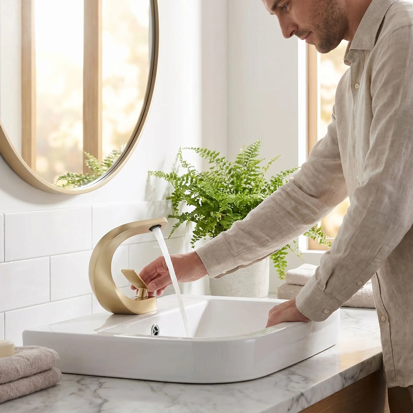 Mitigeur lavabo nom élégant pour une salle de bain