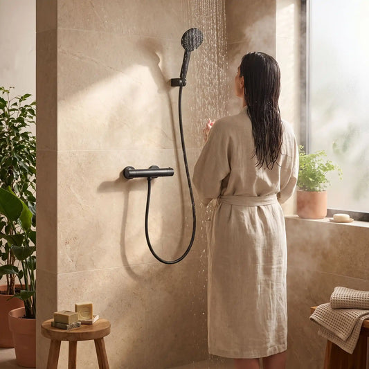 Mitigeur thermostatique douche bain noir finition EleganceSecure