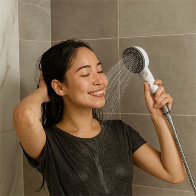 Pommeau de douche anti nom calcairePurEco 