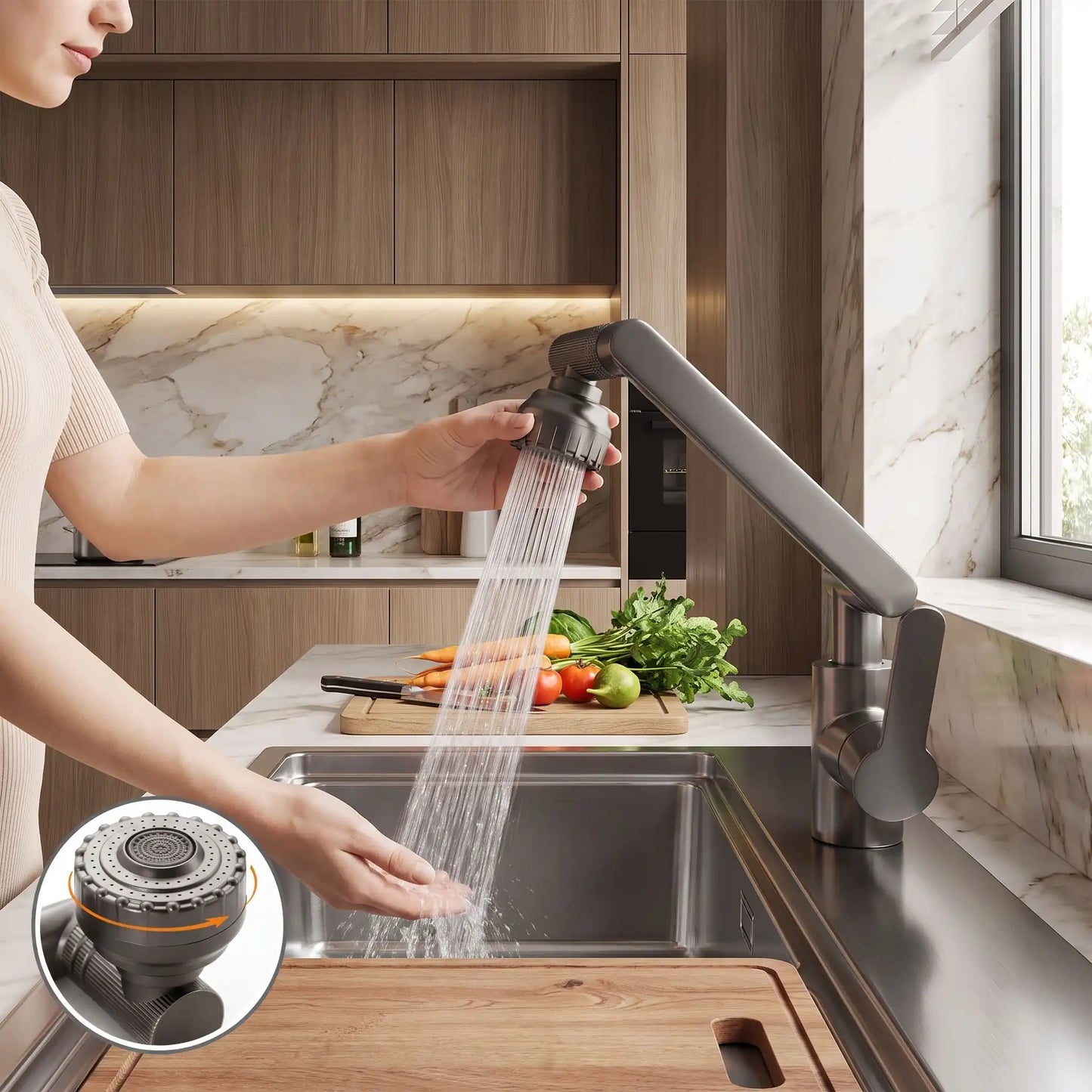 Robinet à douchette cuisine écologique AquaSpinox