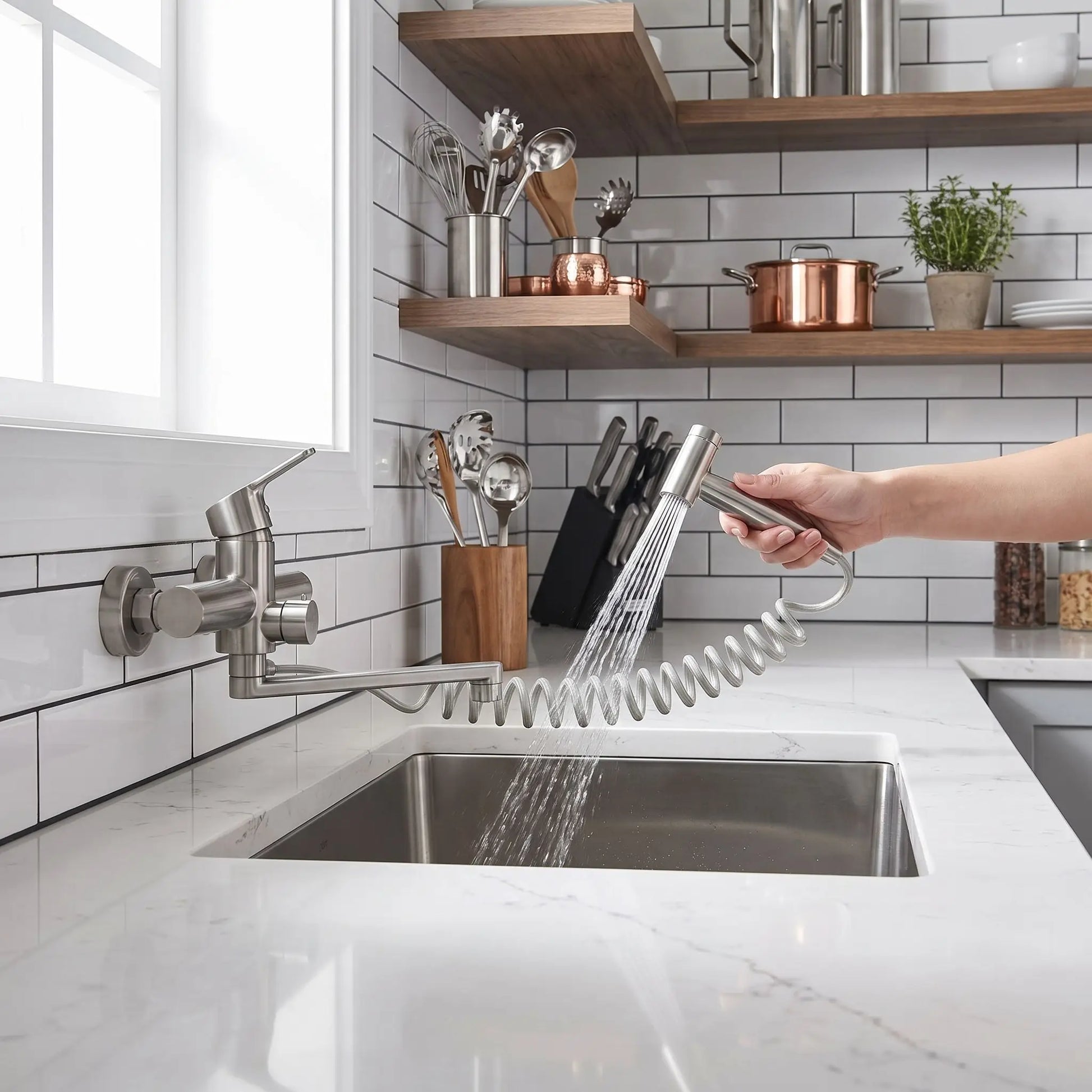 Robinet de cuisine avec douchette extractible ÉlégaFlow