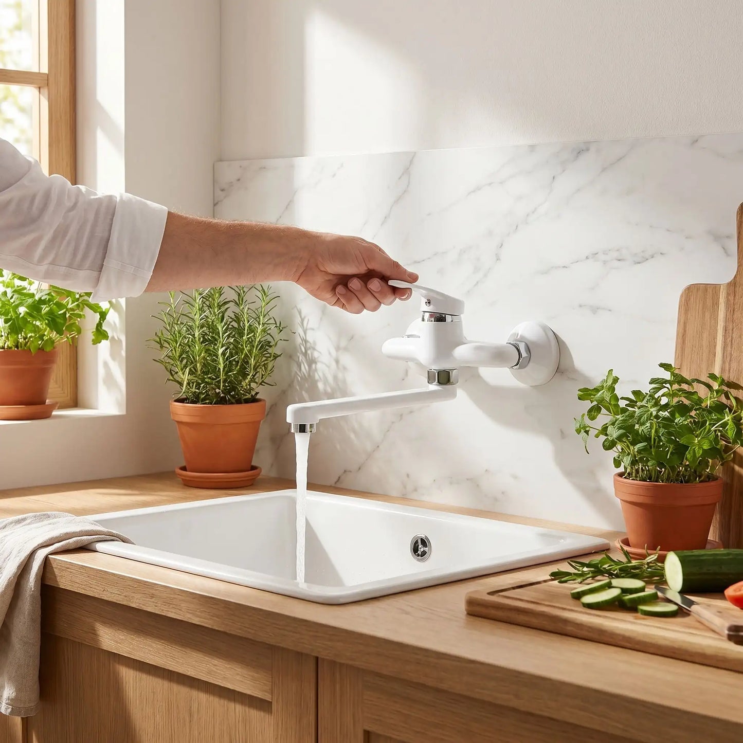 Robinet de cuisine blanc Aquézia
