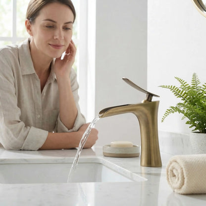 Lavabo Mitigeur noir avec Élégance Laiton