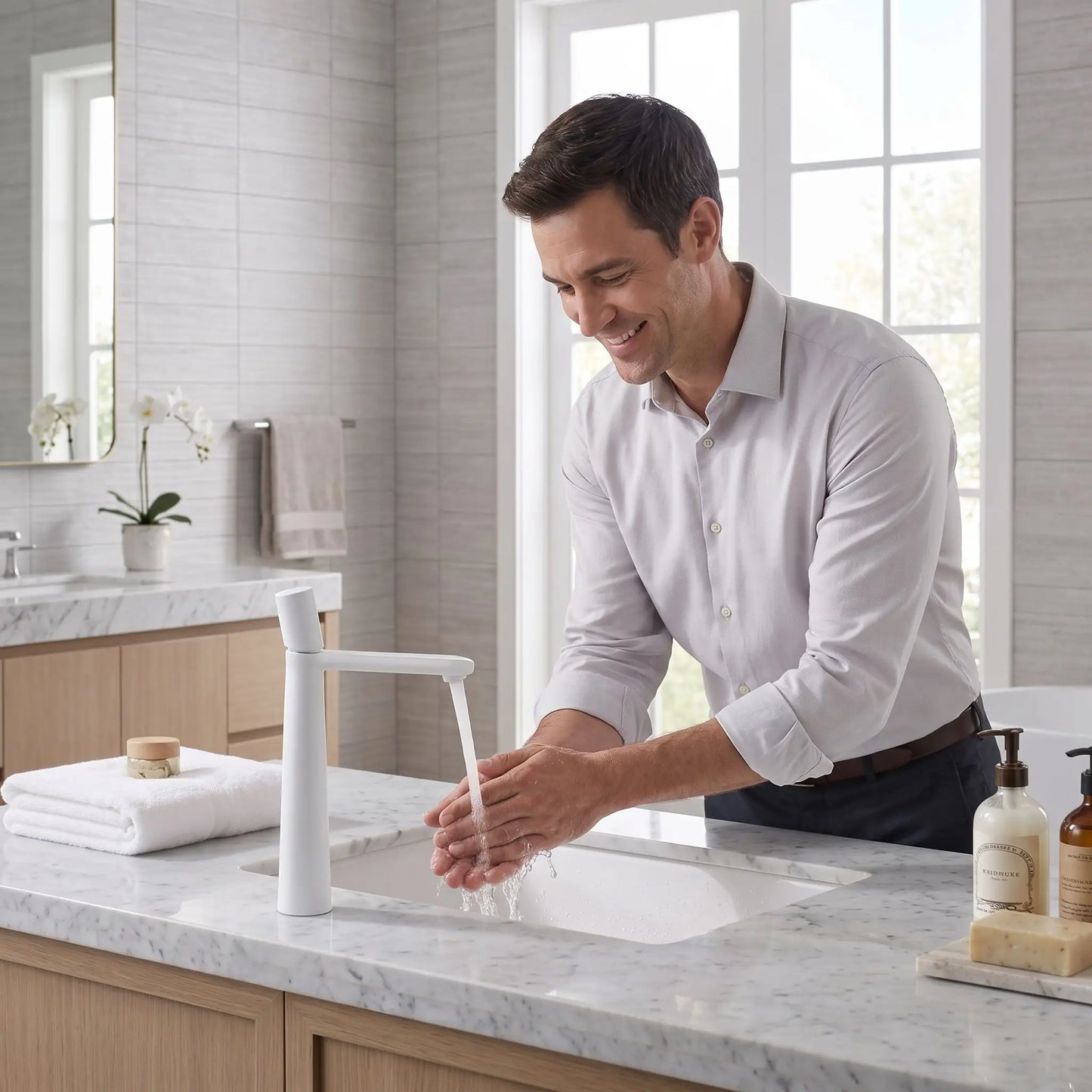 lavabo mitigeur blanc Noir Élégance  