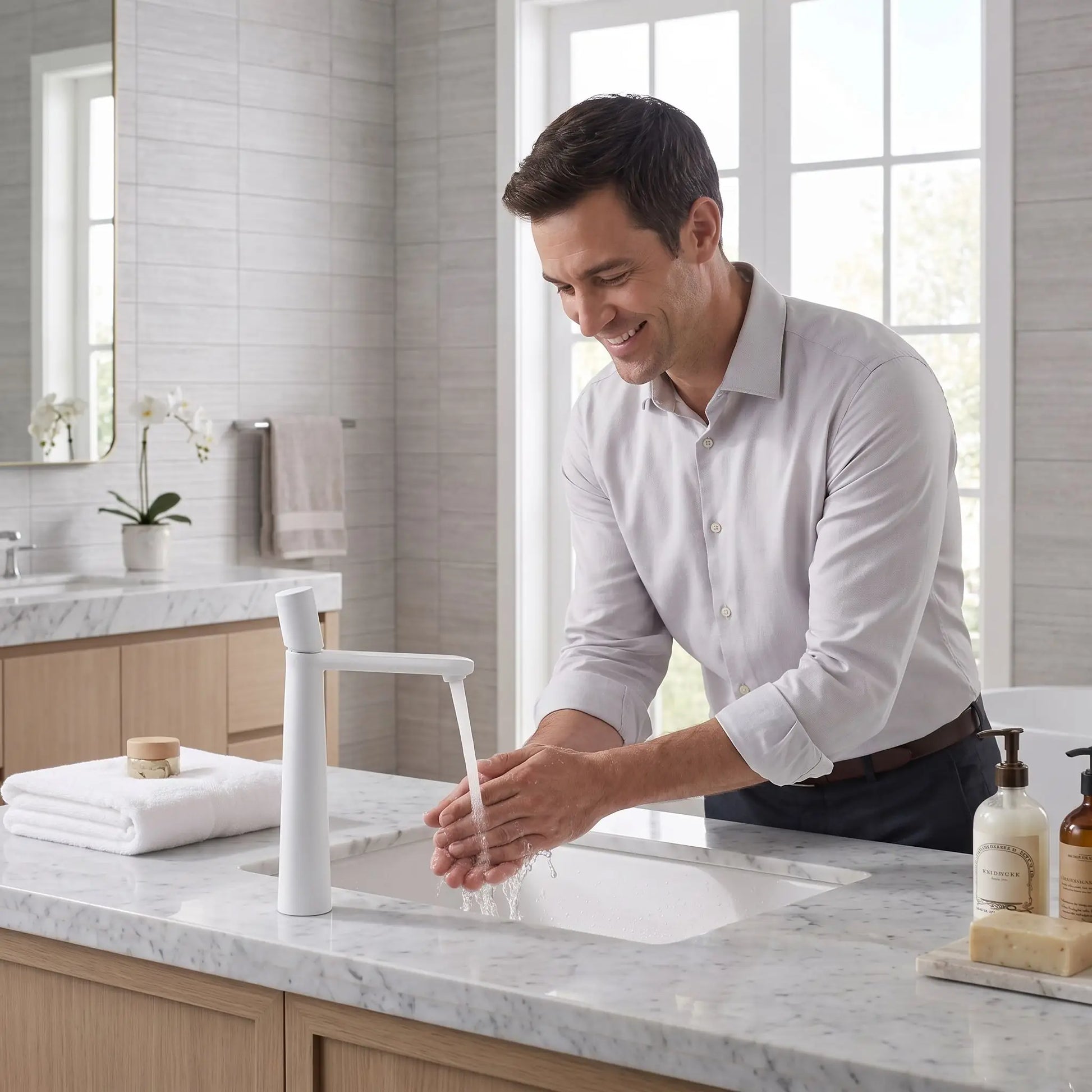 lavabo mitigeur blanc Noir Élégance  