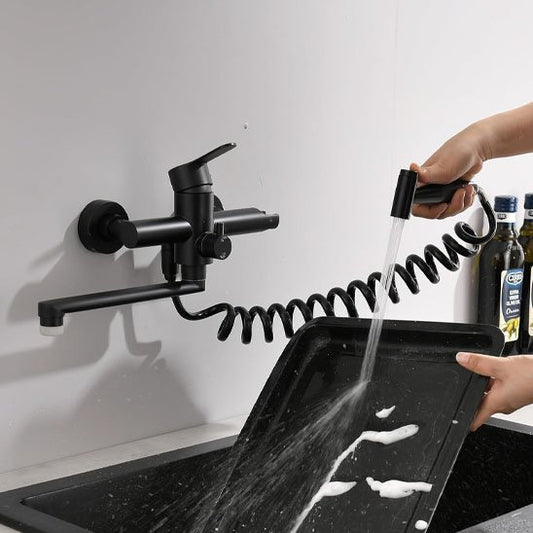 robinet de cuisine douchette noir mural
