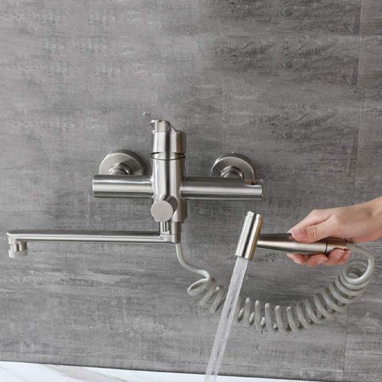 robinet de cuisine douchette texte  argent ÉlégaFlow