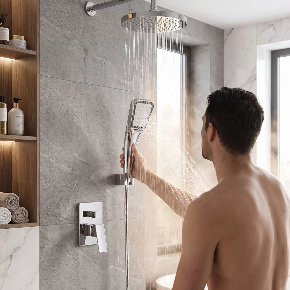 support Pommeau de douche haut sans percer  Ecoconception