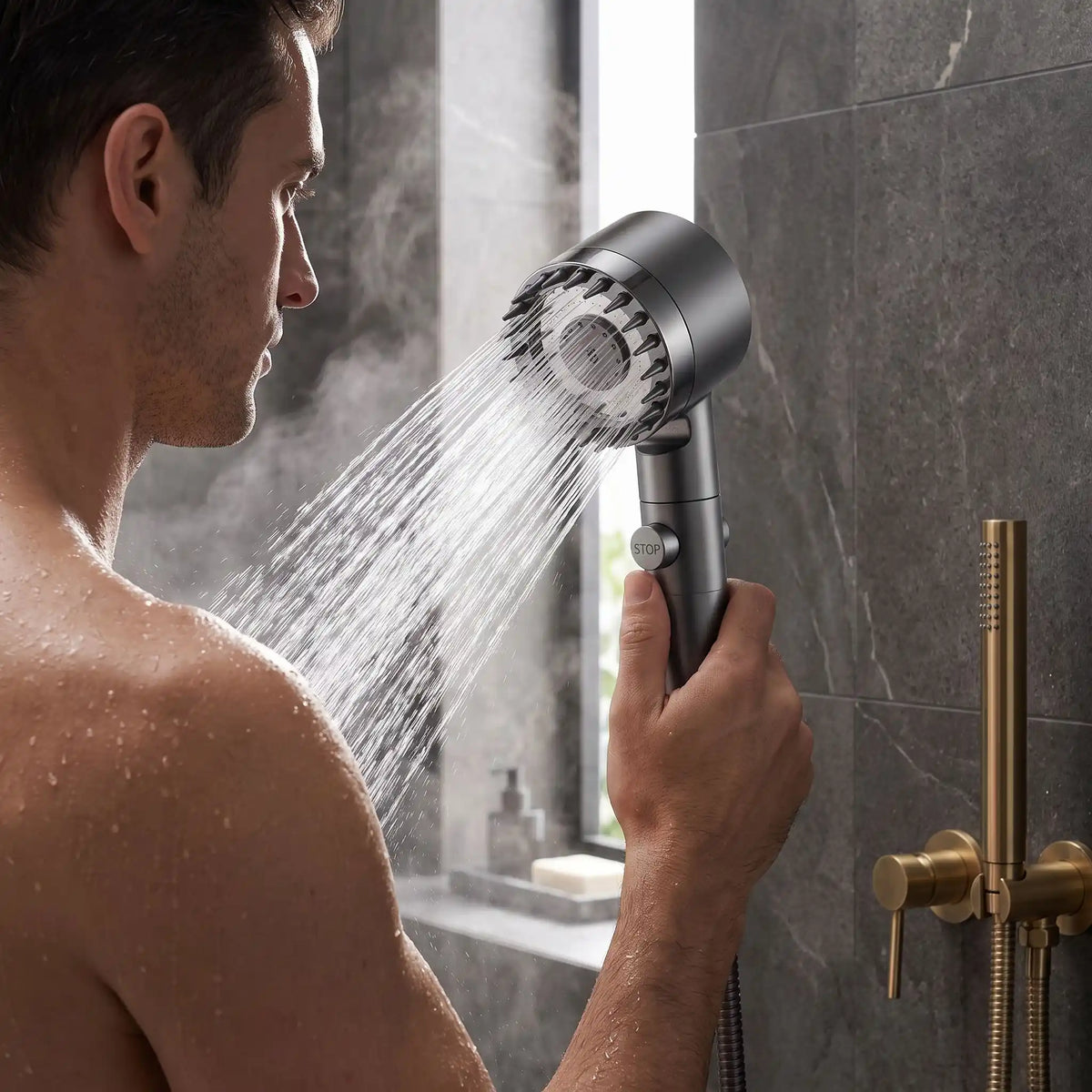 support Pommeau de douche bain haute pression EcoSpa